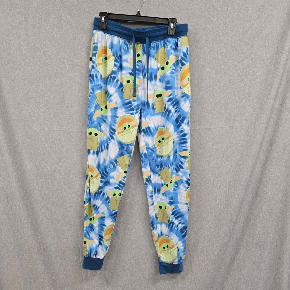 Star Wars The Mandalorian Grogu Baby Yoda Tie Dye Lounge Pants Blue Mens Medium